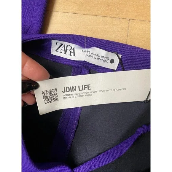 Zara BNWT womens square neck purple crop top sz Xlarge long sleeve - Picture 6 of 7